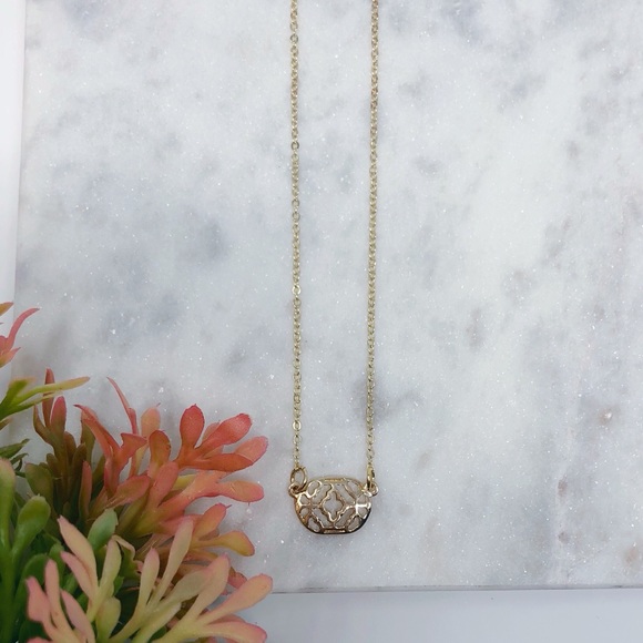 Dainty Gold Filagree Necklace - Picture 6 of 8